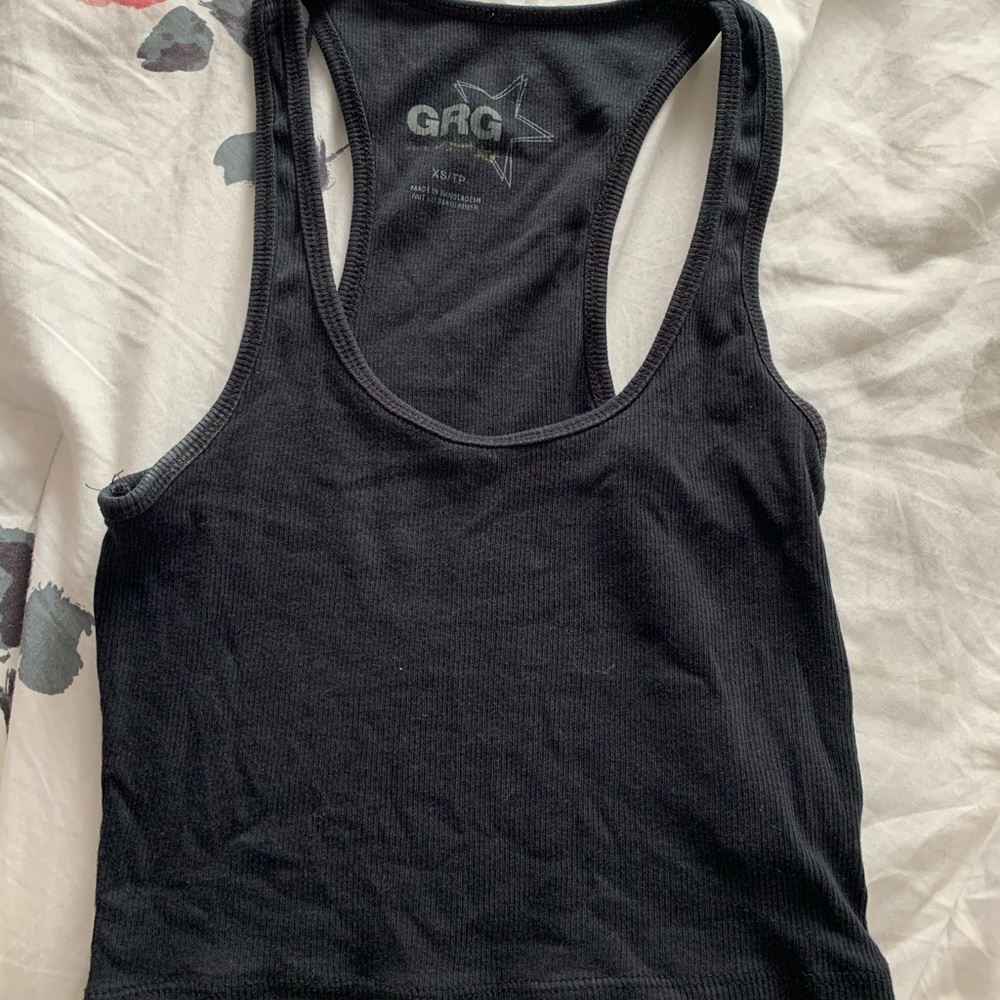 Black razor back crop top